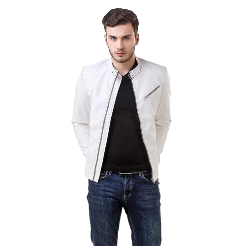 White leather casual jacket for men