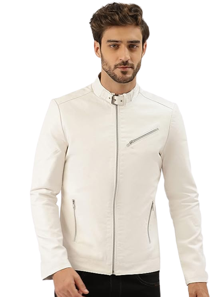 white leather biker jacket for men